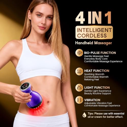 Lymphatic Drainage Massager 4-in-1 Anti-Cellulite Massage Tools - color: Iris Purple