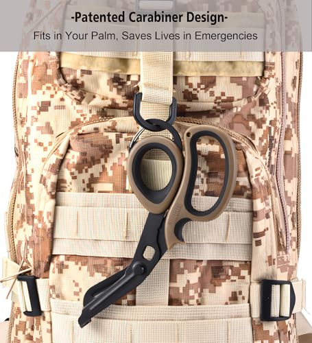 MEUUT Trauma Shears with Carabiner 7.5 Inch 2-Pack Medical Scissors - color: Black/Black+coffee/Black
