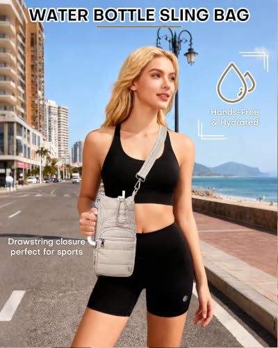 Water Bottle Holder with Strap, 40/32 oz Crossbody Bottle Carrier Bag - color: Purple