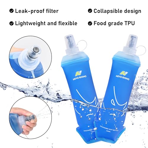 N NEVO RHINO Running Vest 5L, Hydration Vest with 2 TPU 500ml Soft Flask - color: blue, size: X-Large
