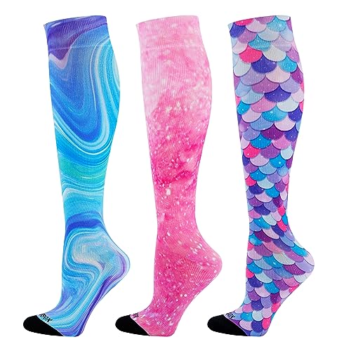 LEVSOX Compression Socks Women and Men, 20-30mmHg, Best for Nurses, Travel, Pregnancy - color: 3 Pairs Printing Mix 2, size: Large