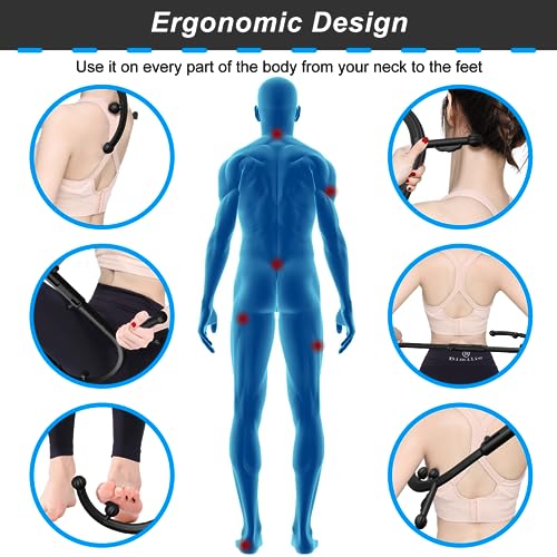 Back Massager Stick, Trigger Point Massage Tool, Massage Cane with Dual Hook Design, Muscle Knot Remover, Pressure Point Massage Tool, Deep Tissue Massage Hook for Neck, Shoulders & Back Muscle Hook