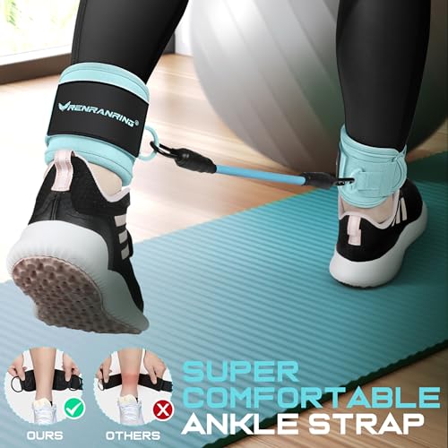 Ankle Resistance Bands w/Cuffs, Ankle Weights Women Booty Workout Equipment - color: Blue