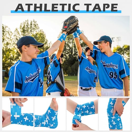 TrelaCo 2 Pack Cross Athletic Tape 2 in x 15 FT Self Adherent Wrap, Blue - color: Blue, size: Cross