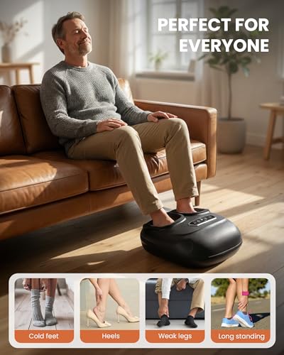 CILI 4-in-1 Foot Massager with Heat,Vibraion,Deep 3D Shiatsu,Compression,Rolling Feet Massager FSA Eligible HSA,Big Size 13" for Men Women Home Office Foot Pain Relief (Toe-Touch Control) Gifts Mom - color: Jet Black