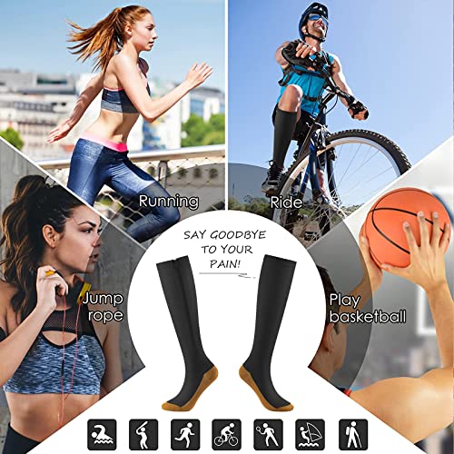 cerpite Zipper Compression Socks, 2 Pairs 15-20 mmHg Closed Toe Compression Stockings for Men Women - color: Beige Black Copper, size: Large-X-Large