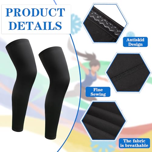 2 Pairs Leg Sleeves,Full Length Leg Compression Sleeve,Sports Long Knee Sleeve with Anti-slip Silicone Strips - size: Large