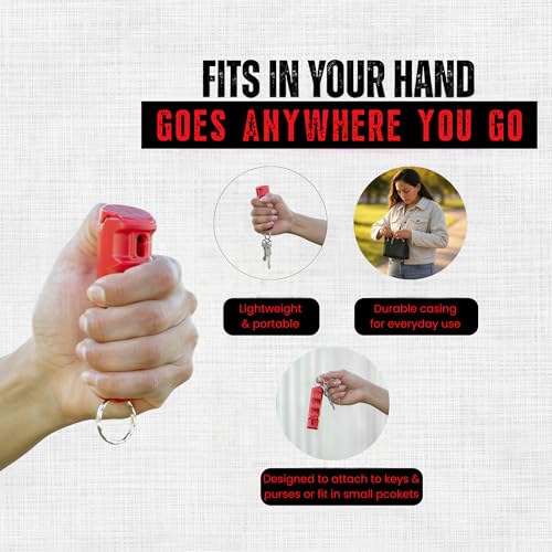 Police Magnum Keychain Pepper Spray Flip Top Safety 2 Pack 1/2oz - Maximum Heat Strength OC with Dye - Tactical Small Compact Case Holder - for Women & Men's Self Defense - Made in The USA - color: RED