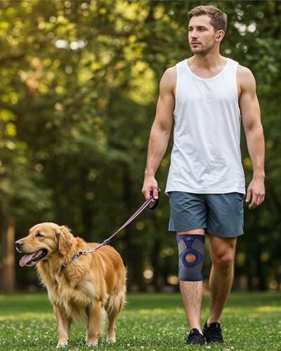 ABYON Knee Brace for Men & Women Meniscus Tear, Knee Support with Dual Side Stabilizers & Crossed Compression Straps for Knee Pain Relief, ACL, Arthritis and Post-Surgery Recovery - color: Blue, size: Large/X-Large (Pack of 1)