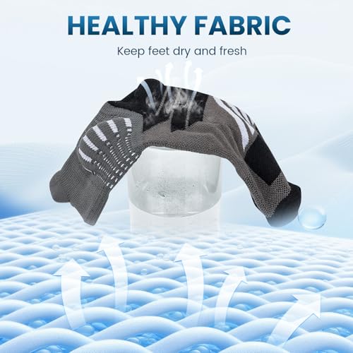 IRAMY Compression Ankle Support Crew Socks Men Women Wicking Plantar Fasciitis Relief Running Hiking Socks 3 Pairs - color: Black-6 Packs-0, size: Large