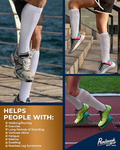 Pembrook 3 Pairs Copper Compression Socks 15-20 mmHg | Graduated Support - color: White - 3 Pairs, size: X-Large