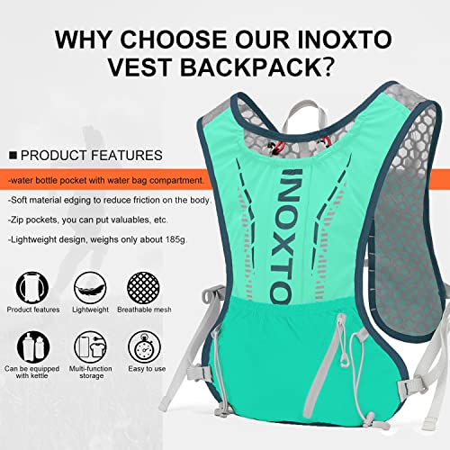 INOXTO Running Hydration Vest Backpack,Lightweight Insulated Pack with 1.5L Water Bladder Bag Daypack for Trail Hiking Running Cycling Race Marathon for Women Men - color: Blue green