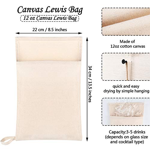 Boao 4 Pcs Canvas Lewis Ice Crushing Bag, Professional Bartender Kit