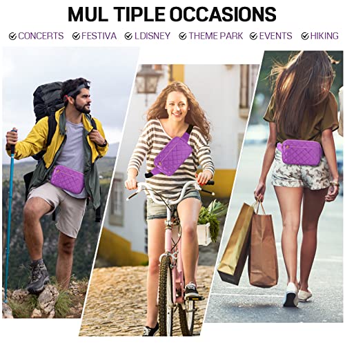 CXWMZY Fashion Fanny Packs for Women & Men, Girls Boys Teens Waist Bag Hip Bum Bag Cute Fanny Pack Casual Bum Bag with Multi-Pockets Adjustable Belts for Disney Traveling Cycling Running (Purple) - color: Purple