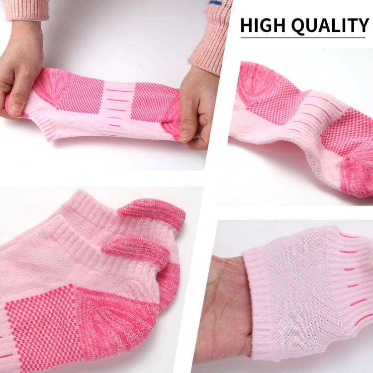 YOJOOM Women Athletic Ankle Socks 6 Pairs, Cushioned Arch Support Running Low Cut Socks, Breathable Mesh Non Slip - color: Multicolour, size: 5-8
