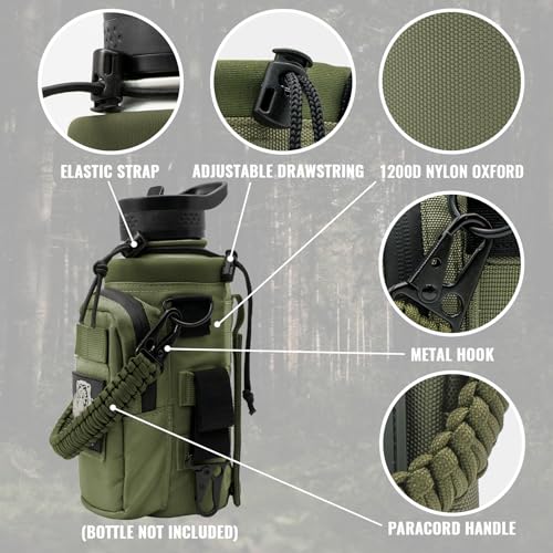 NATURE PIONEOR 32 64 128oz Tactical Water Bottle Pouch, MOLLE Bottle Holder - color: Green, size: 32OZ