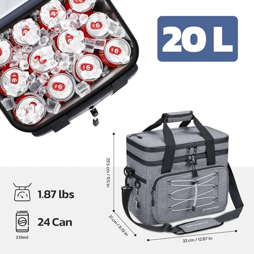 Maelstrom 24/30/60 Can Soft Cooler Bag, Double Deck Portable Ice Chest - color: Grey, size: 24 Can