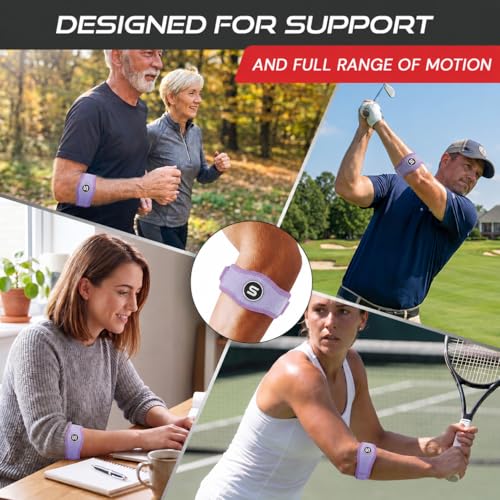 Sleeve Stars Tennis Elbow Brace Men & Women, 9"-23" (Single/Light Purple) - color: Light Purple