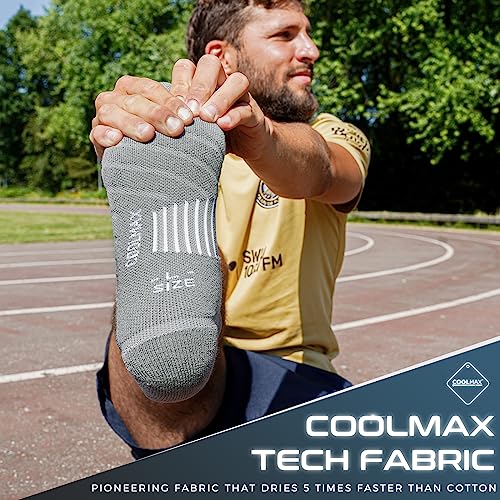 Rahhint Running Ankle socks Coolmax Moisture Wicking & Breathable Cushioned - color: Grey, size: Small