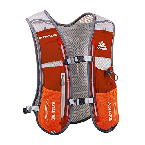 AONIJIE Running Vest Hydration Backpack 5L Unisex Trail Water Lightweight - color: Orange and No Water Bladder