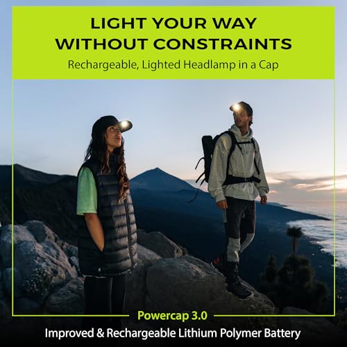 LED Hat Light - POWERCAP Baseball Cap with Light Built in - LED Cap Visor Light with Bright Headlight and IPX4 Rating - color: Mossy Oak Elements Manta