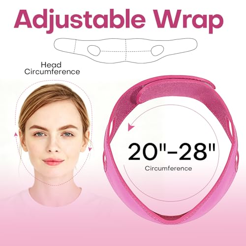 Wisdom Teeth Ice Pack Head Wrap Jaw Face Ice Pack for Wisdom Teeth Removal with 4 Gel Packs for Toothache Pain Relief Facial Face Oral Surgery TMJ Tonsillectomy Recovery Must Haves - color: Hot Pink With 4 Ice Packs