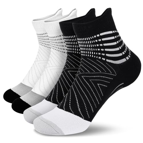 IRAMY Compression Ankle Support Socks Women - Wicking, Cushioned Athletic, Plantar Fasciitis Relief 2/3/6 Pairs - color: Black+white(2 Packs), size: Large