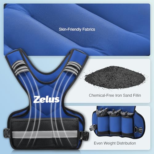 ZELUS Weighted Vest for Men Women,Adjustable 4-32lb Vest, Removable Weights - color: Blue, size: 4-10 lb.