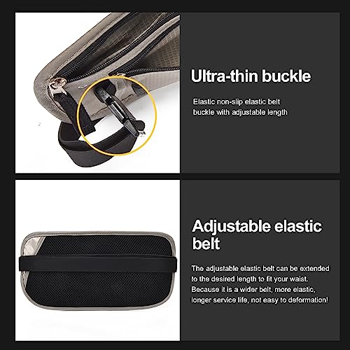 Unisex Money Belt with RFID Blocking Sleeves, Slim Passport Holder RFID Blocking Travel Essentials, Waist Pouch to Protect Cash, Light Grey & 6 Sleeves - color: Light Grey & 6 Sleeves, size: Medium