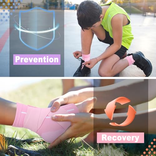 Tarpop 1 Pair Kids Ankle Brace Compression Support,Light Pink,Small - color: Pink, size: Small