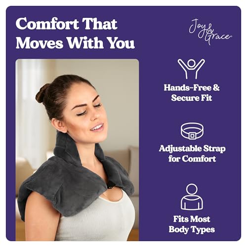 Microwavable Heating Pad for Neck, Shoulders, and Back by Joy & Grace | 5 Lb Weighted Neck & Shoulder Wrap | Moist Heat Therapy Pack for Relaxation and Comfort | Soft Micro-Mink Cover | Unscented Gray - color: Gray, style: Unscented