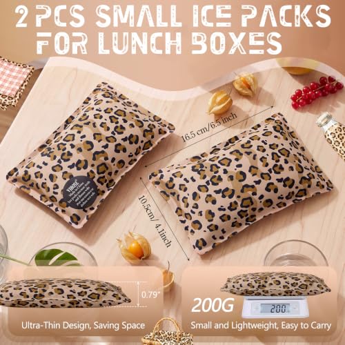 VIHOSE 2 Pcs Ice Packs for Lunch Box Bag - color: Brown, style: Leopard Print