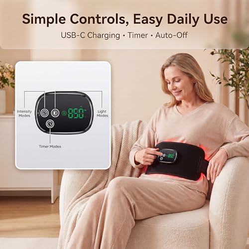 Infrared Heating Pad, Wireless Red Light Therapy Belt for Body, 5000mAh