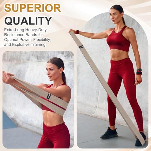 Arrowbash 40" Long Fabric Resistance Band for Working Out Women Men Non-Slip Exercise Stretch Band with Bag for Stretching Exercise, Yoga, Home Fitness(Medium Brown, 45lbs)