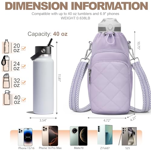 SYTRAH Water Bottle Bag Crossbody，Insulated Holder Purse - color: Purple