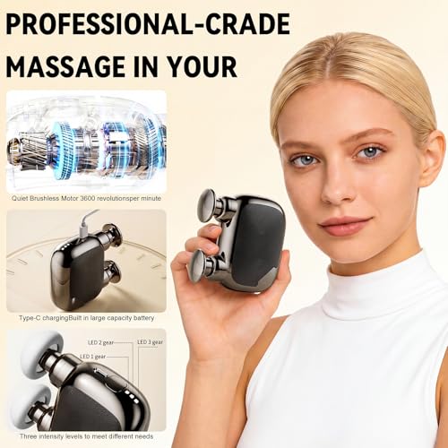Double Head Mini Massage Gun,Portable Percussion Deep Tissues Muscle Massager,Rechargeable, Compact Handheld Massager for Muscle Fatigue Relief, Home/Office/Travel,Gifts for Men Women,Black - color: Black