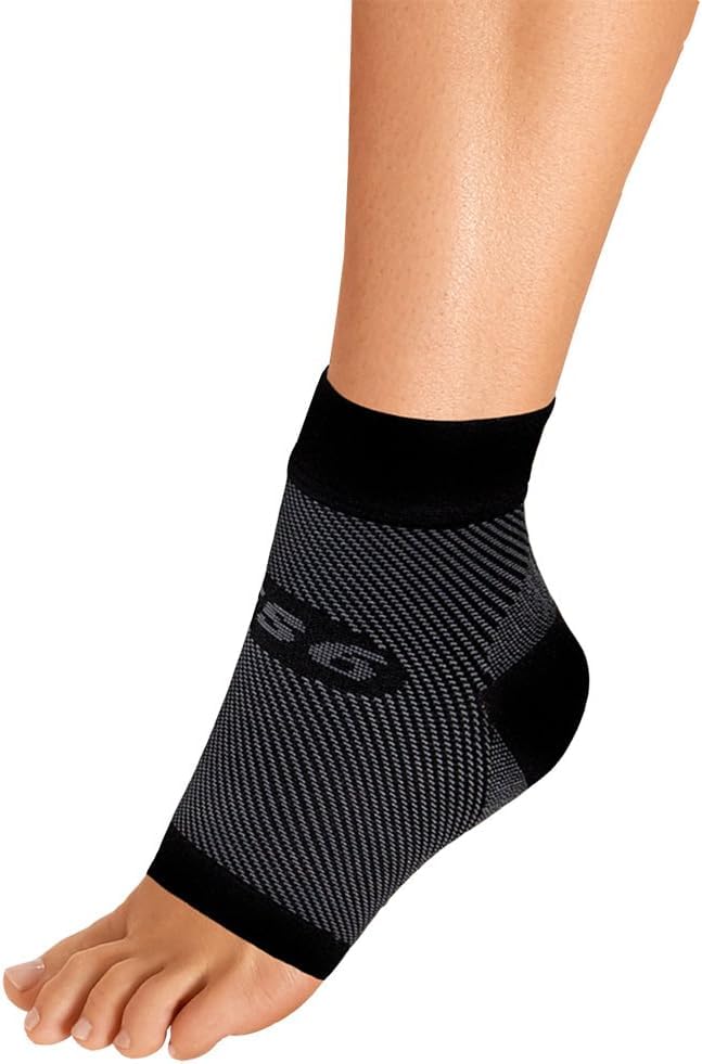 OrthoSleeve FS6 Foot Bracing (Single Sleeve) treats Plantar Fasciitis, Achilles Tendonitis and relieves heel pain in a soft, moisture-wicking fabric - color: Black, size: Medium