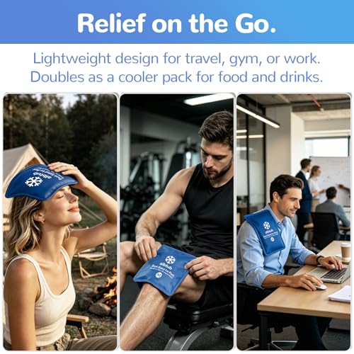 Dual-Sided Ice Pack for Injuries Reusable, 8"×12" Soft Gel Cold Compress - size: Standard M