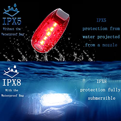 Amzonly 4Pack Kayak Lights with IPX8 Fish-shaped Waterproof Bag, Battery Operated Navigation Lights for Night Kayaking, Clip on for Paddle board, Pontoon Boat, Dinghy, Canoe, Jetski, Kayak Accessories - color: 02 2Green-2Red