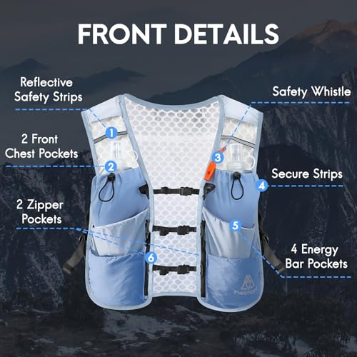 Haimont 5L Trail Running Hydration Vest with Soft Flasks - color: Light Blue, size: Medium