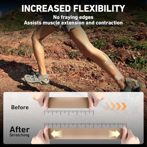 KTQUICK Precut Kinesiology Tape for Achilles Tendon,12PCS,20% Stronger,Beige - color: Beige