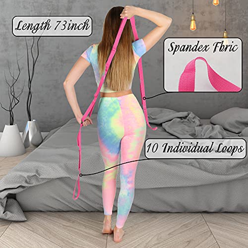 Scotamalone Stretching Yoga Strap Physical Therapy Stretch Bands - color: Pink