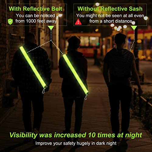 Aucuu LED Armband Rechargeable(2 Pack), High Visibility Reflective Running Gear, Running Lights for Runners, Light Up Armbands for Night Cycling, Walking, Running Gift for Men Women Kids - color: Shoulder Strap-Green