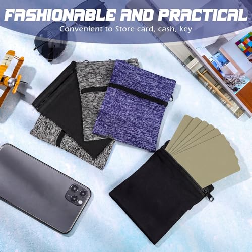 Honoson 5 Pcs Wrist Wallet Women Men Wristband Zipper - color: Black, Gray, Navy