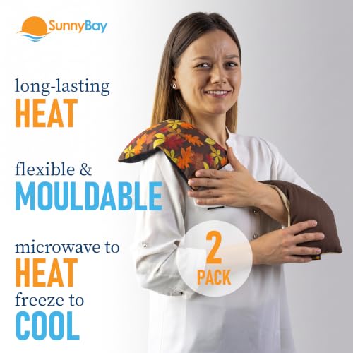 SunnyBay Heating Pad, Neck and Shoulder Wrap, 6x11 inch, Leaves - color: Pack of 2 - Leaves