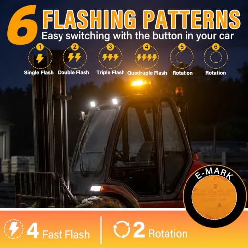 1Pcs Led Beacon Light Amber Strobe Lights with U Shape Metal Bracket - color: Beacon Light +U Shape Bracket