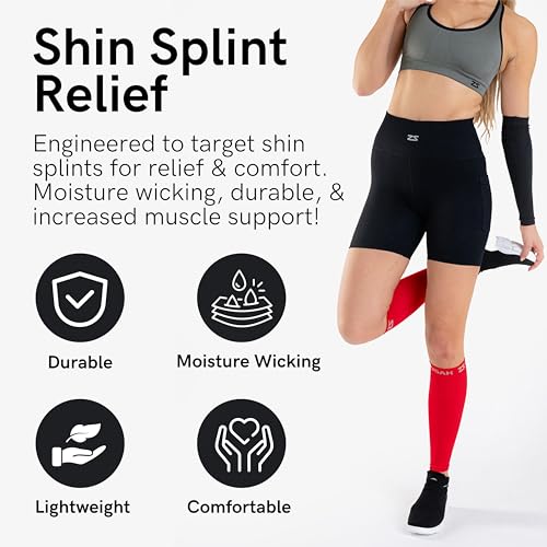 Zensah Running Leg Compression Sleeves - Shin Splint, Calf Compression Sleeve Men and Women - color: Blue