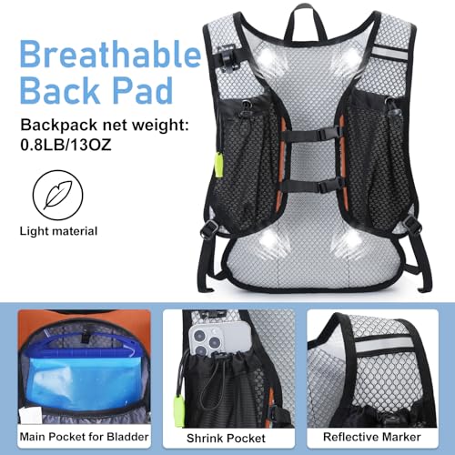 Lightweight Hydration Backpack, Running Backpack with 2L Water Bladder - color: Orange