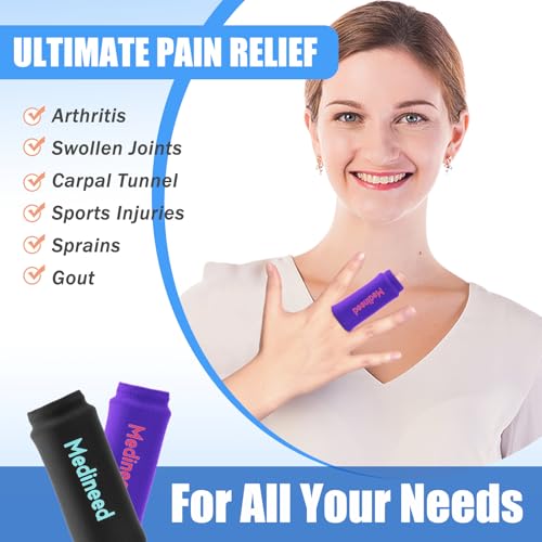 Medineed 2PCS Finger Gel Ice Pack Sleeves,Cold Therapy for Injuries,Purple - color: Purple