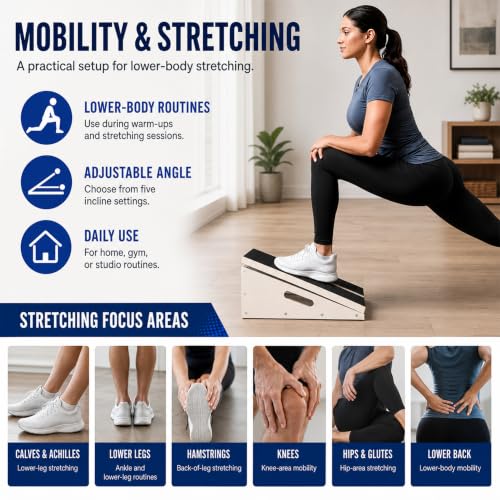 Wooden Slant Board for Exercise, Calf Stretch Board, 500 lb Capacity - size: Pro Slant Board (16”L × 12.5”W)